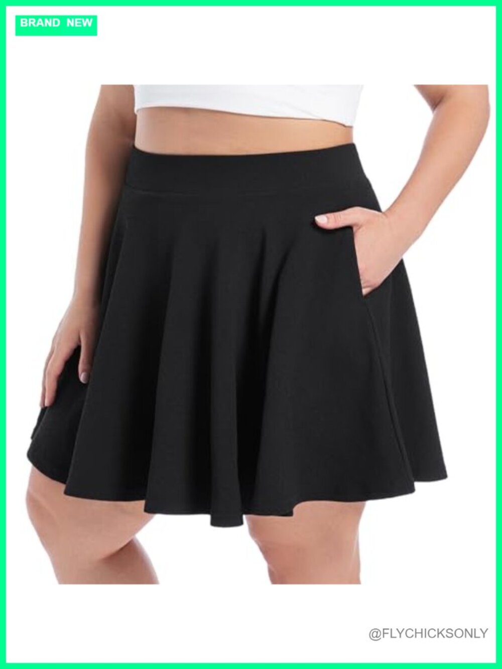 Plus Size Mini Skorts with Pockets Stretchy Flared Pleated Skirt with Built-in